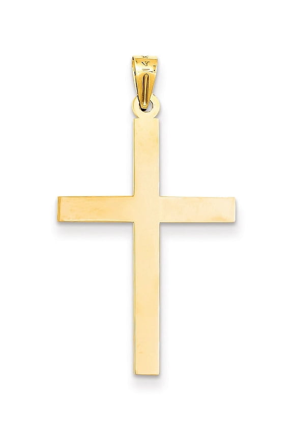 14K Yellow Gold Engravable Cross Charm (36 X 19.8) Made In United States rel79