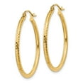 thumbnail image 1 of 14K Yellow Gold Engraved Diamond Cut 1.20 inch Round Hoop Earrings, 1 of 3