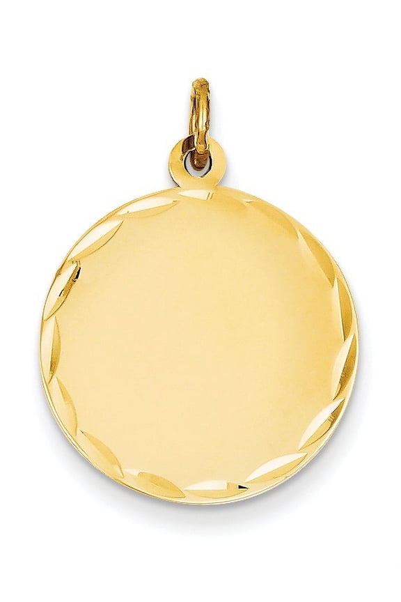 14K Yellow Gold Etched Edge .035 Gauge Engravable Round 19mm Disc Charm