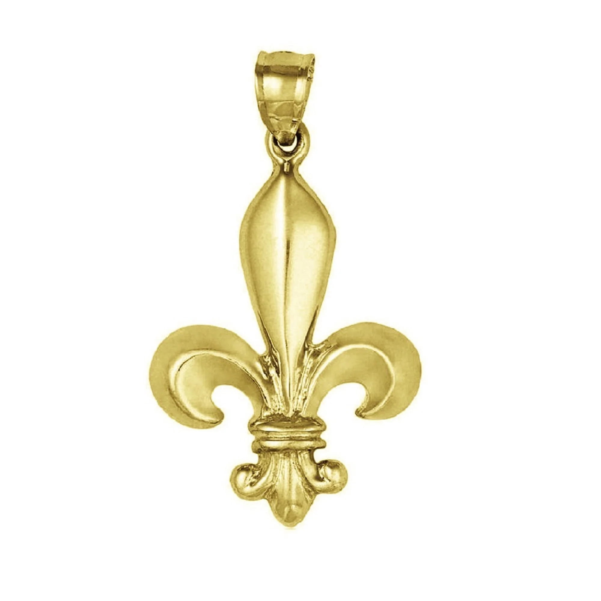 14K Yellow Gold FLEUR DE LIS Large Pendant Walmart