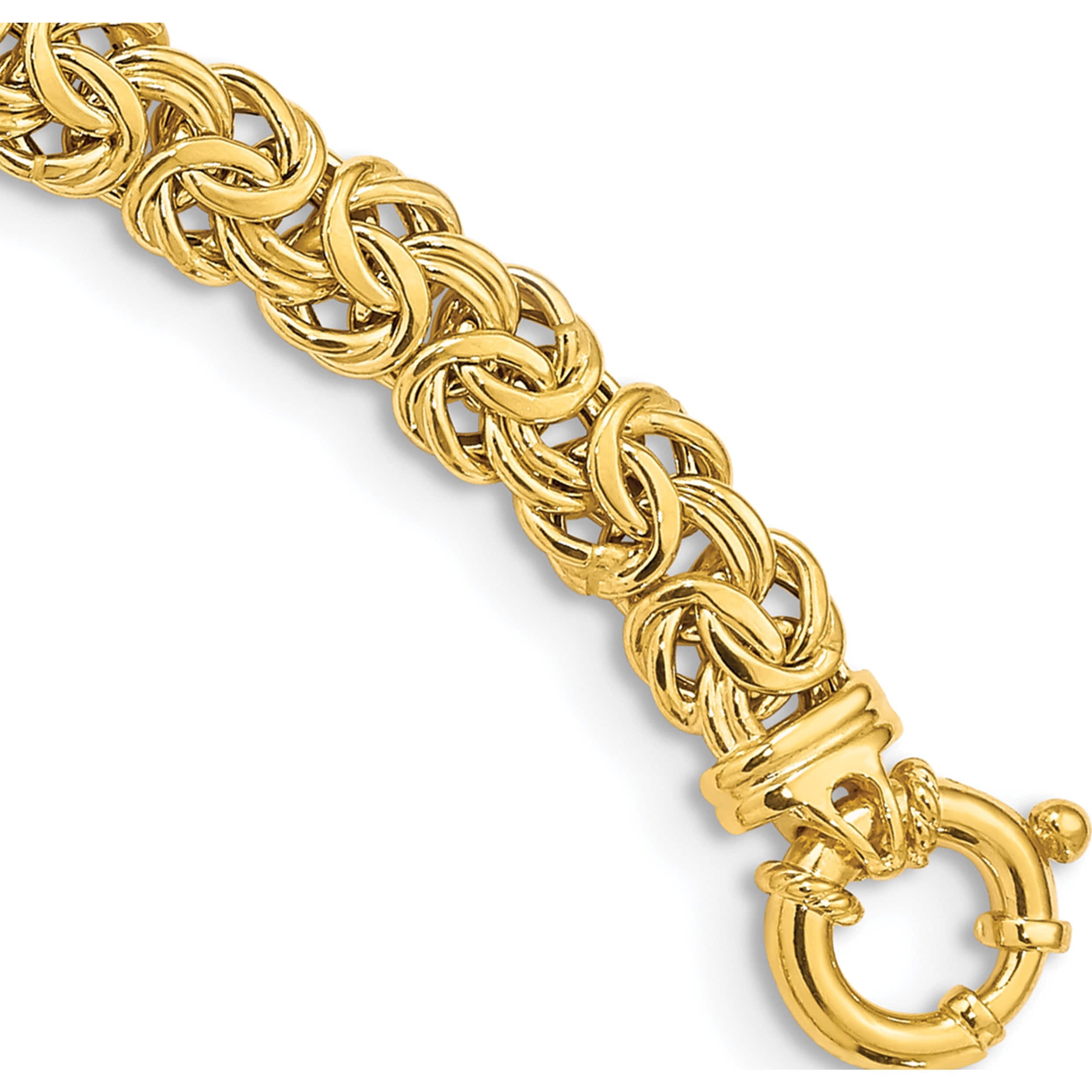 SWEET PEA JEWELLERY 14K Yellow Gold Fancy 8mm Flat Byzantine Bracelet (7.5 X 8) Made In Italy sf2733-7.5