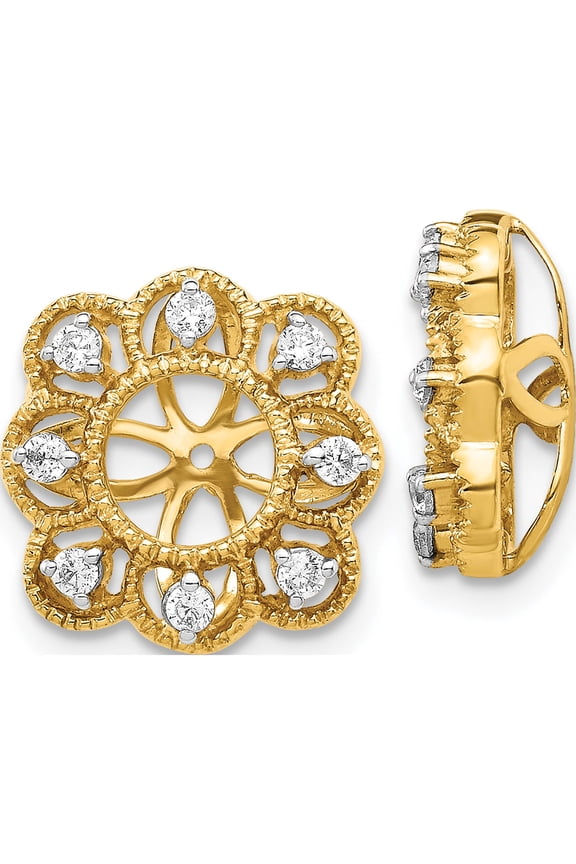 14K Yellow Gold Fancy 1/4 carat Diamond Earring Jackets