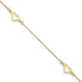 thumbnail image 1 of 14K Yellow Gold Fancy Heart 10 in. Plus 1 in. Extension Anklet, 1 of 1