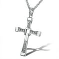 thumbnail image 1 of 14K Yellow Gold Fast and Furious Movies Actor Dominic Toretto Rhinestone Cross Crystal Pendant Chain Necklace Men Jewelry, 1 of 7