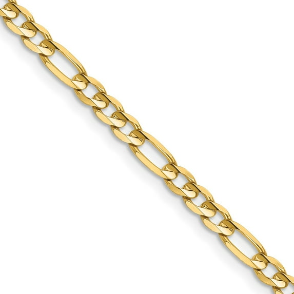 14K Yellow Gold Figaro Chain Necklace 16 inch 4 mm Concave Open with Lobster Clasp