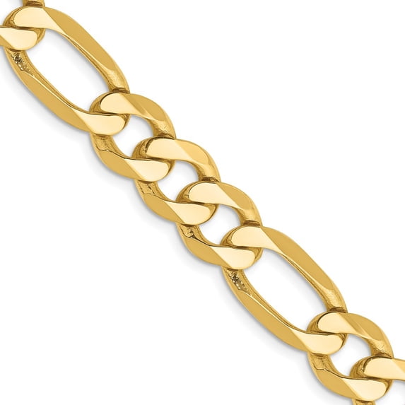 14K Yellow Gold Figaro Chain Necklace 22 inch 8.75 mm Flat with Lobster Clasp