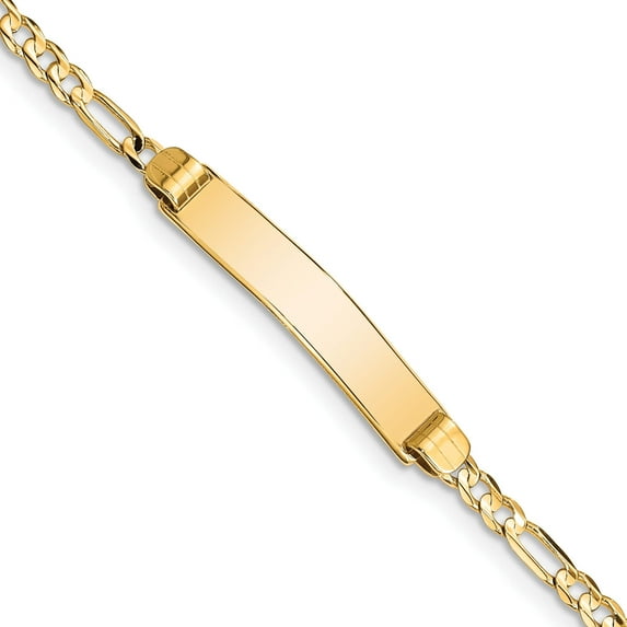 14K Yellow Gold Figaro Id Bracelet (7 X 4.8) Made In United States fg80id-7