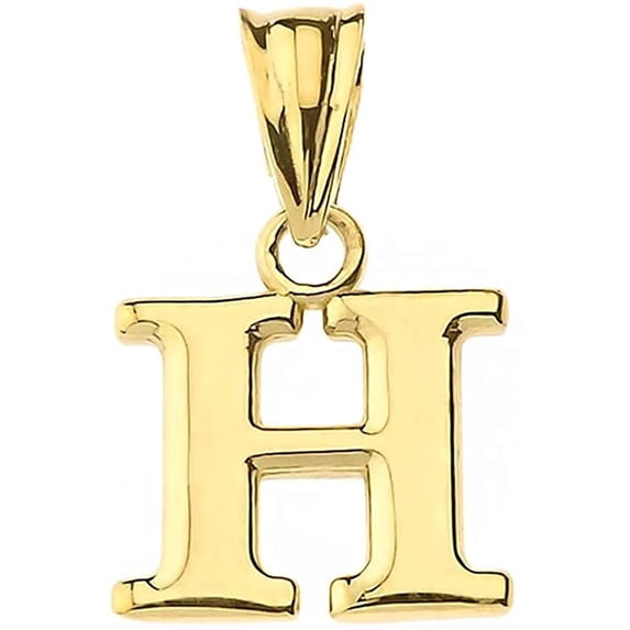 14K Yellow Gold Fine Mini Dangling Initial A-Z Charm 1/2" Pendant - Letter H