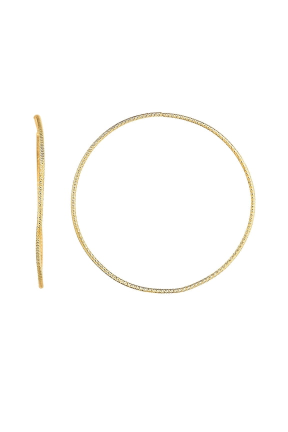 14K Yellow Gold Finish 1.2x50mm Shiny Round Tube Hoop Fancy Earrings with Slide by IcedTime