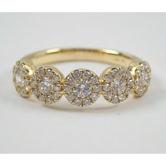 14K Yellow Gold Finish 2Ct Round Cut Simulated Diamond Wedding Band Ring - 10