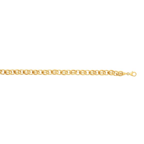 14K Yellow Gold Finish 7mm Shiny Oval Fancy Bracelet 7.5" with Lobster Clasp by IcedTime