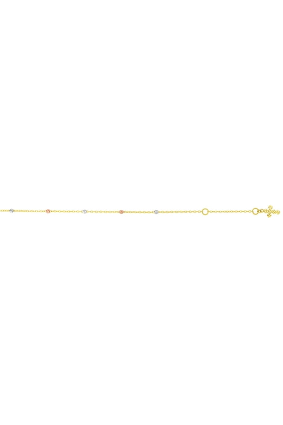 14K Yellow Gold Finish Cross Anklet 10" with Spring Ring Clasp by IcedTime