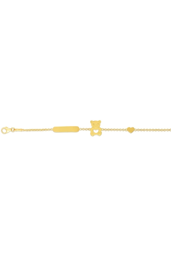 14K Yellow Gold Finish ID Element 17x4mm Shiny Panda Bear Animal Bracelet 6" Lobster Clasp by IcedTime
