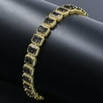thumbnail image 1 of 14K Yellow Gold Finish Onyx Black Simulated Diamonds Solitaire Mens Ladies Bracelet 10mm / 8.5 Inch, 1 of 5
