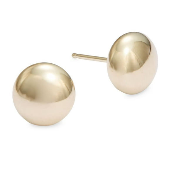 14K Yellow Gold Flat Button Ball Earring from 3mm to 10mm