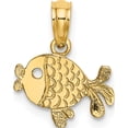 thumbnail image 1 of 14K Yellow Gold Flat Engraved Playful Fish Charm (8.4 X 11.7) Made In United States k7399, 1 of 5