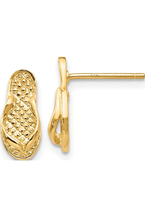 14K Yellow Gold Polished Flip-Flop Post Earrings