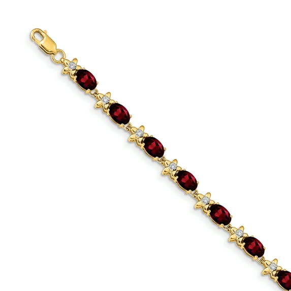 14K Yellow Gold Floral Diamond & Garnet Bracelet