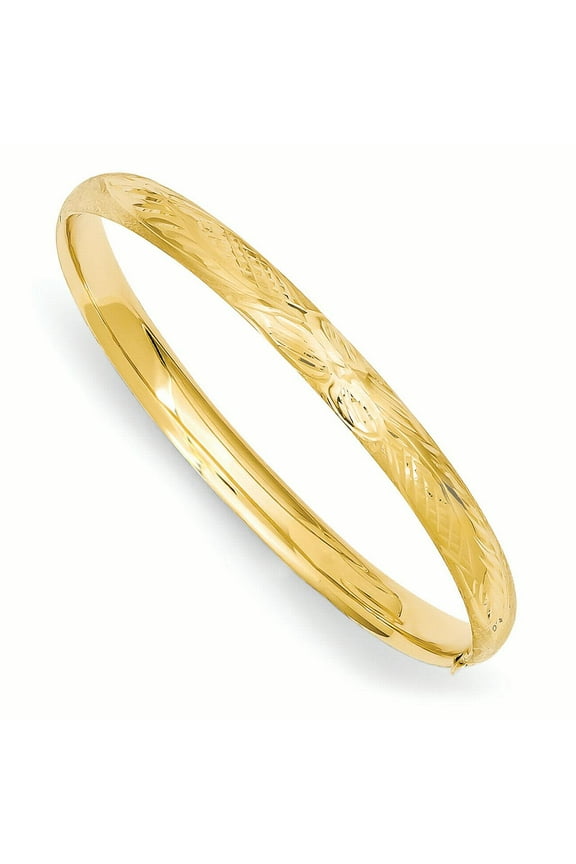 14K Yellow Gold Florentine Engraved Baby Bangle Bracelet