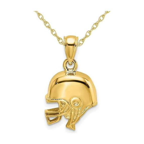 Gem & Harmony 14K Yellow Gold Football Helmet Pendant with Chain for Men