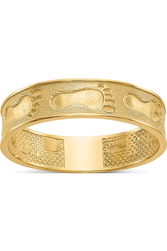 14K Yellow Gold Footprints In The Sand Ring (Size 6) Made United States k3953