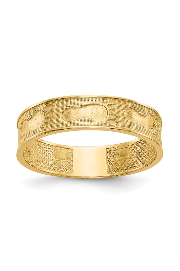 14K Yellow Gold Footprints In The Sand Ring Size 6