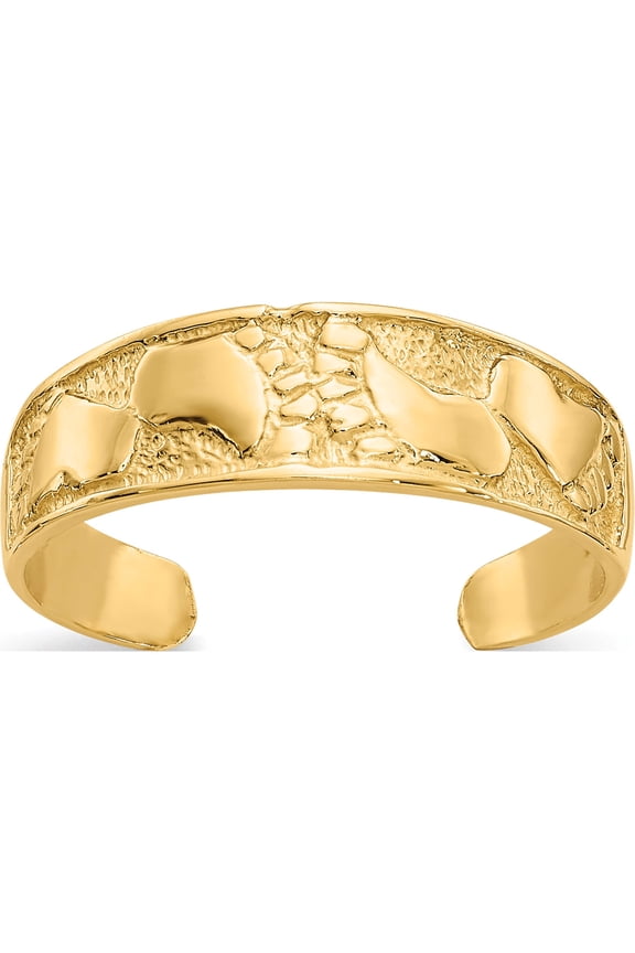 14K Yellow Gold Footprints Toe Ring