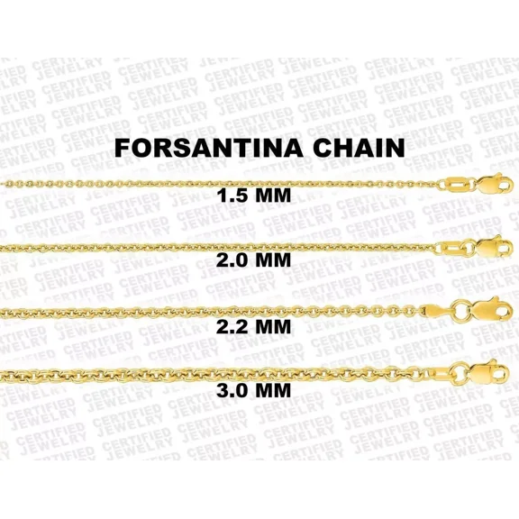 14K Yellow Gold Forsantina Cable Link Chain Necklace, 16" To 24" Inch, 1.5mm To 3mm Thick Gold Chain, Lite Gold Chain, Gold Link Chain, SALE