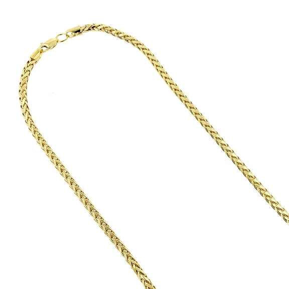 14K Yellow Gold Franco Chain 4mm Wide Diamond Cut Necklace 22 inches long with Lobster Clasp
