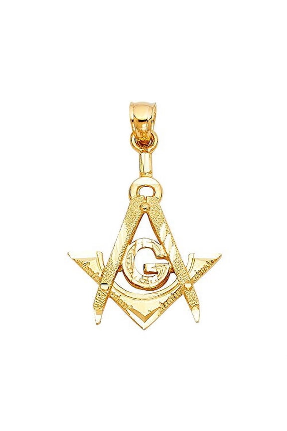 14K Yellow Gold Freemason Masonic Pendant