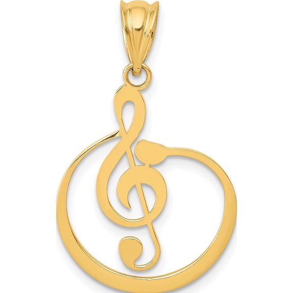 Jewelry by Sweet Pea 14K Yellow Gold G Treble Clef Musical Note Pendant