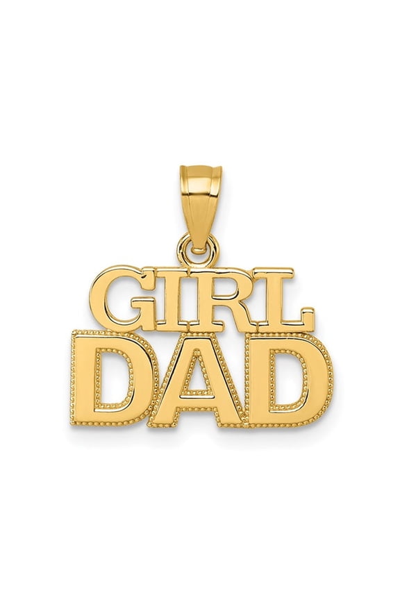 14K Yellow Gold GIRL DAD Charm Pendant (NO CHAIN)