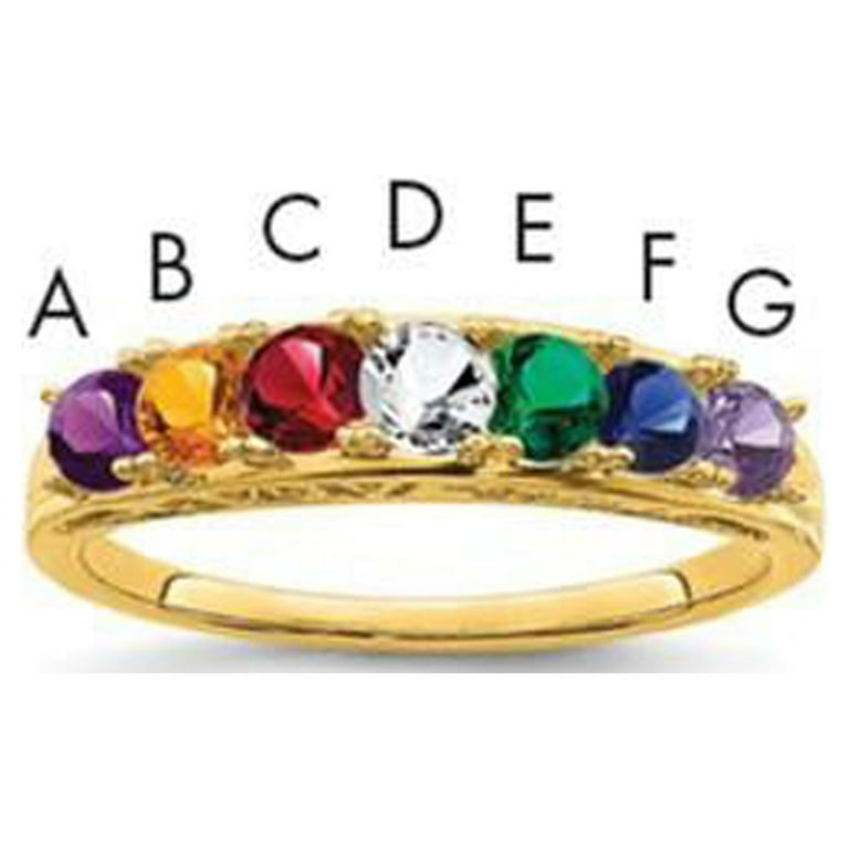14K Yellow Gold Genuine 7 Stone Mother s Ring Walmart