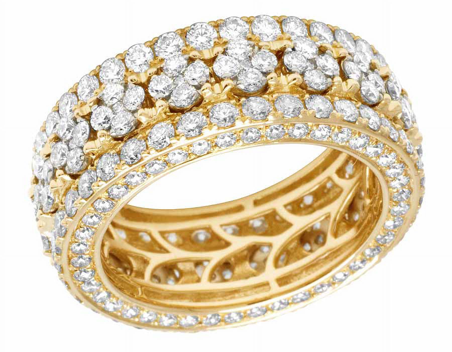 14K Yellow Gold Genuine Diamond Cluster Men's Eternity Band Ring 7.5ct