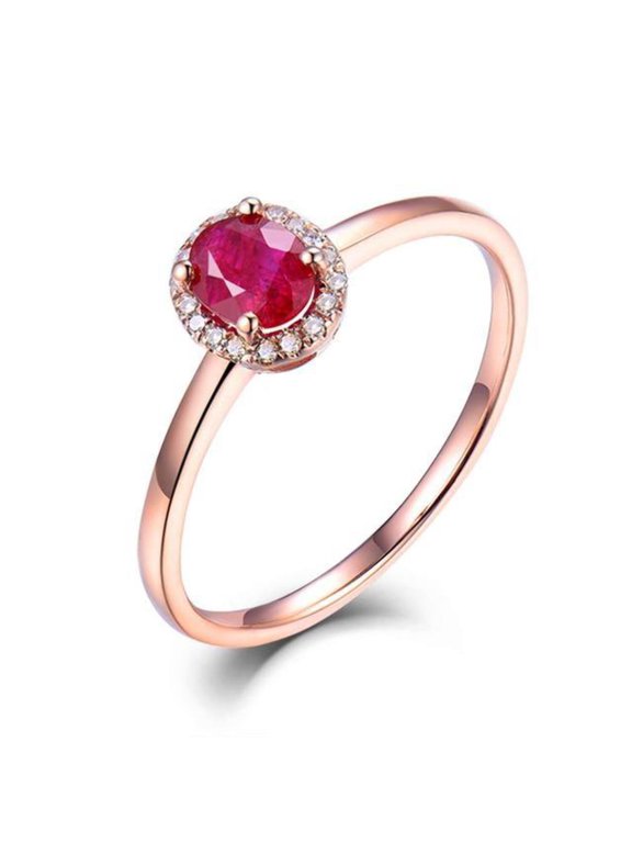 14K Yellow Gold Genuine Diamonds Luxury Rings For Women Solid with Natural Ruby, Emerald Gemstone Mother's Gift Ring Jewelry In Stock