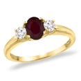 thumbnail image 1 of 14K Yellow Gold Genuine Natural Ruby Engagement Ring Diamond Accents Oval 7x5 mm, size 8, 1 of 1