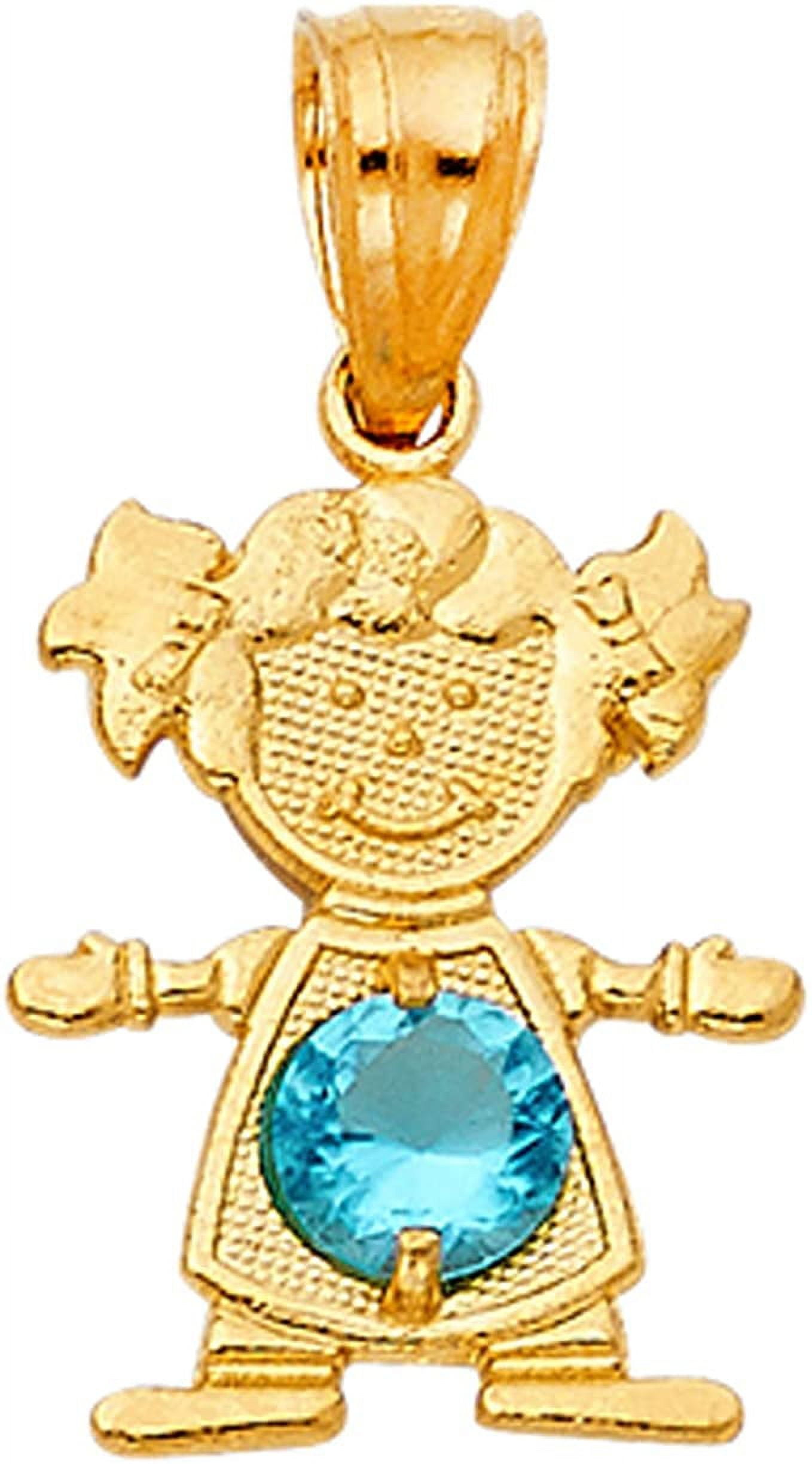 14K Yellow Gold Girl Pendant Charm Pendant For Necklace or Chain