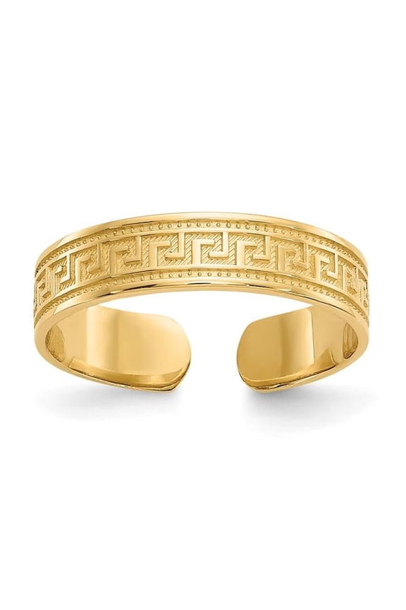 14K Yellow Gold Greek Key Toe Ring