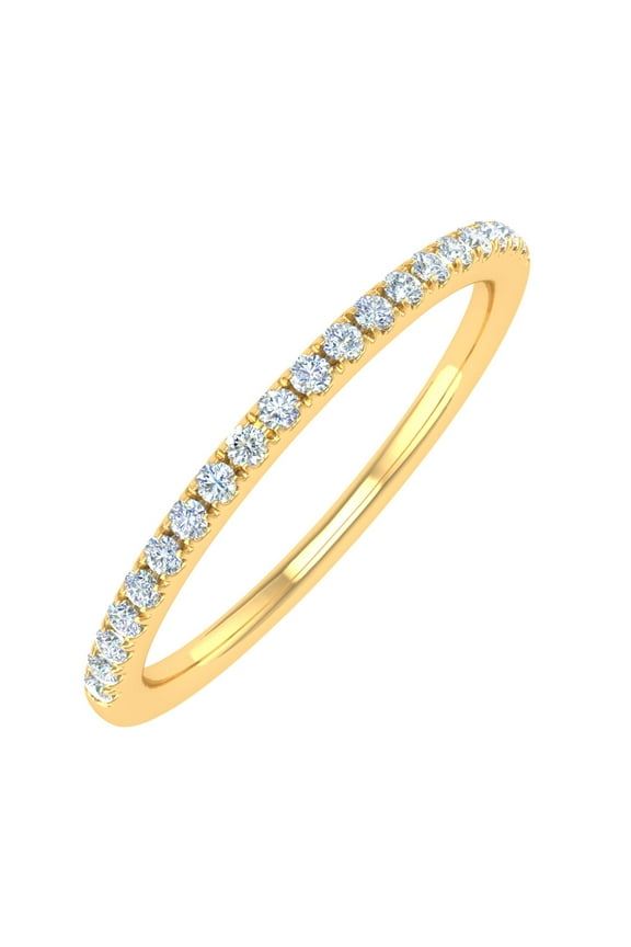 14K Yellow Gold Half Eternity Diamond Wedding Band Ring for Women (0.15 Carat) (Ring Size 9) (I1-I2 Clarity)