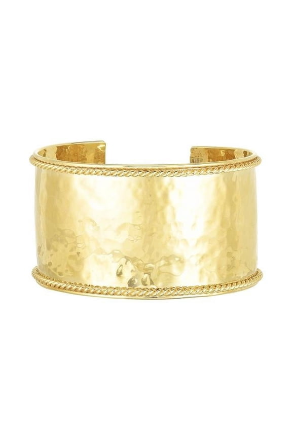 14K Yellow Gold Hammered Italian Cable Bangle