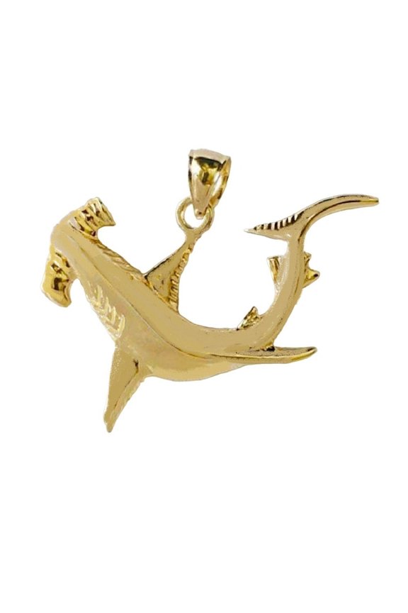 14K Yellow Gold Hammerhead Shark Pendant