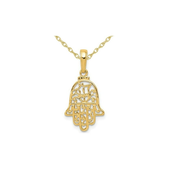 Gem & Harmony 14K Yellow Gold Hamsa Pendant Necklace in with Chain for Women