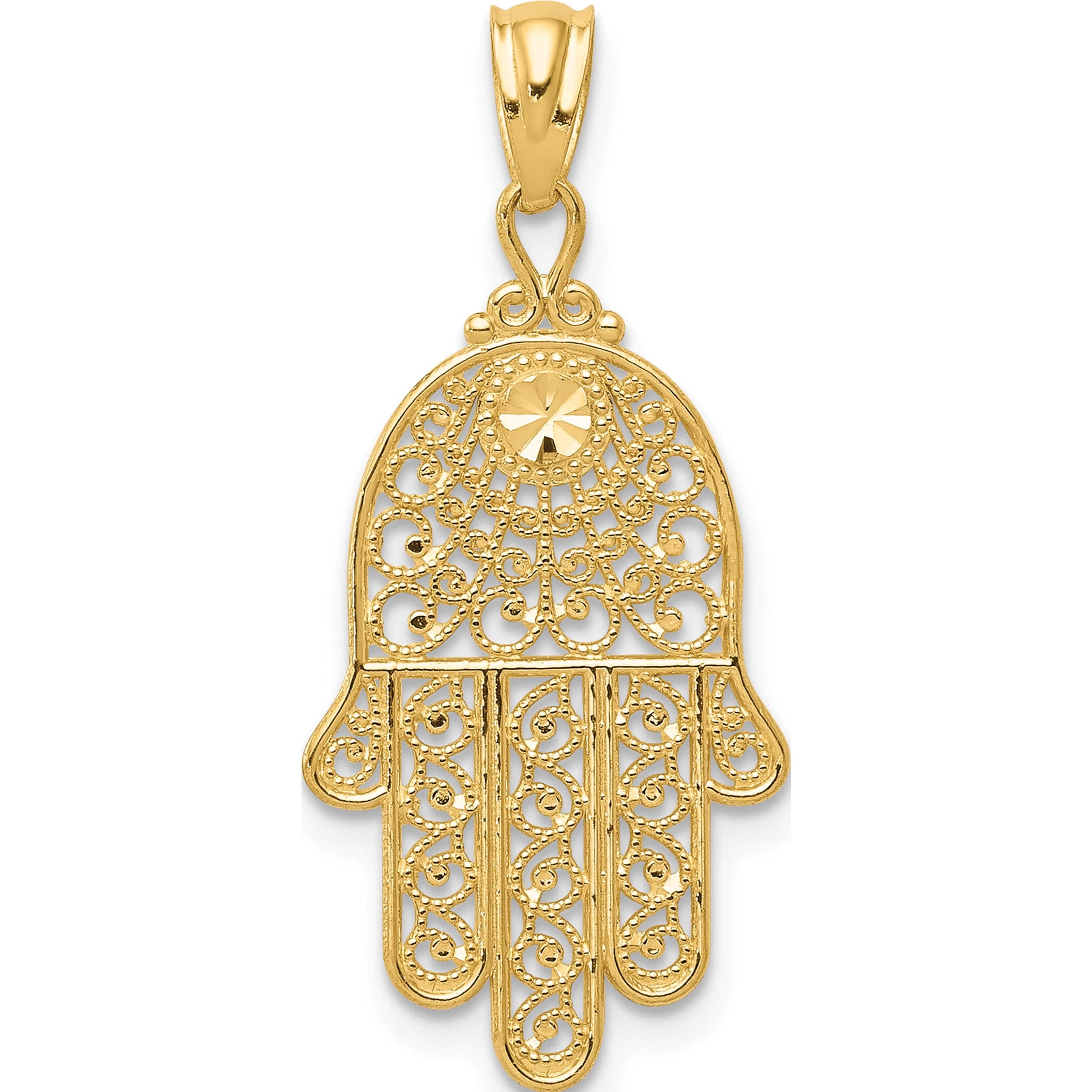SWEET PEA JEWELLERY 14K Yellow Gold Hand Of God Pendant (25 X 14) Made In United States xr1398