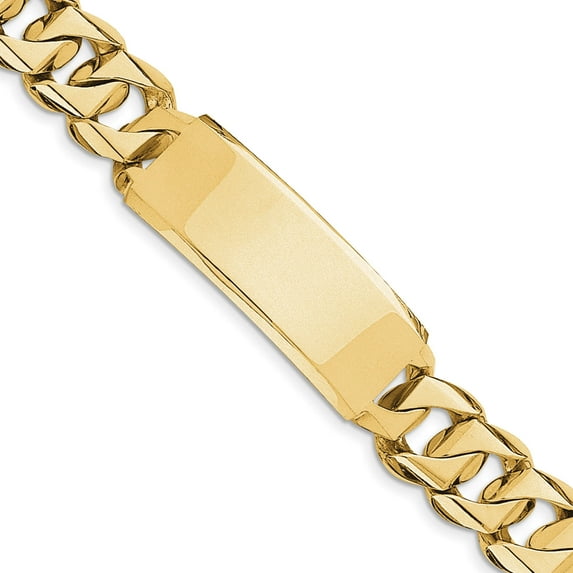 14K Yellow Gold Hand-Polished Heavy Curb Link Id Bracelet (8.5 X 18) Made In United States lk122id-8.5