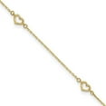 thumbnail image 1 of 14K Yellow Gold Heart 10 in. Plus 1 in. Extension Anklet, 1 of 1