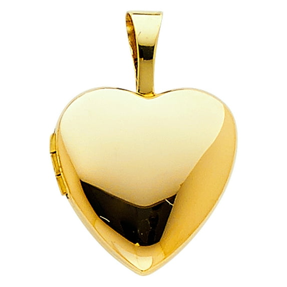 14K Yellow Gold Heart Locket Charm Pendant For Necklace or Chain