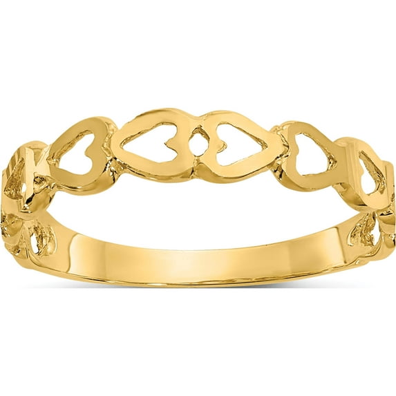 14K Yellow Gold Heart Ring (Size 6) Made In United States d112