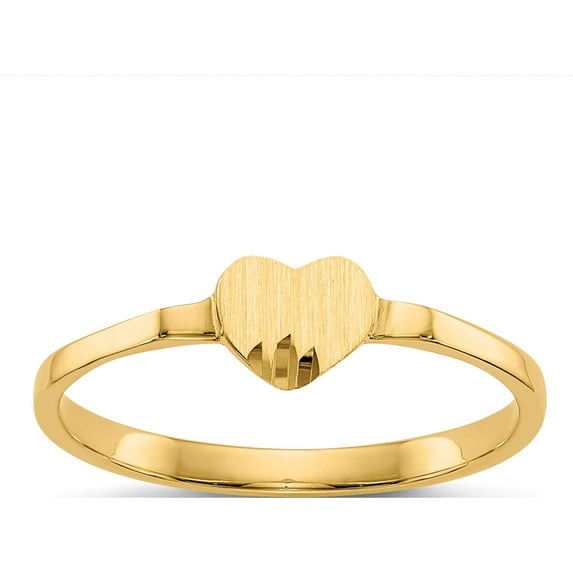 14K Yellow Gold Heart Signet Ring (Size 4) Made In United States ch201