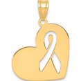 thumbnail image 1 of 14K Yellow Gold Heart With Cut Out Awareness Ribbon Charm Made In United States yc1173, 1 of 6