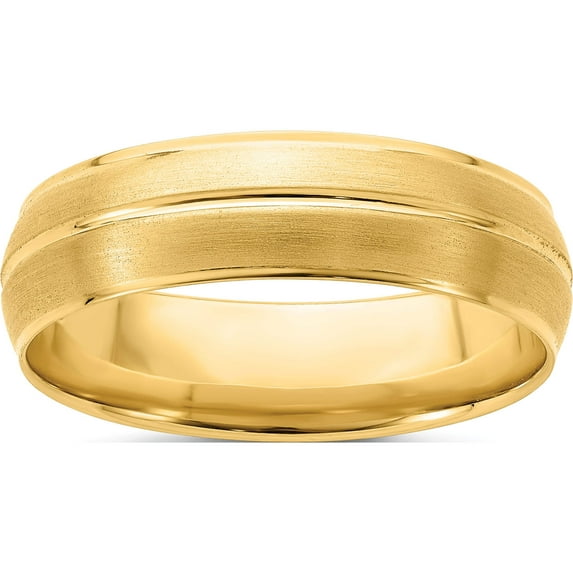 14K Yellow Gold Heavy Comfort Fit Brush Satin Fancy Band (Size 13) Made In United States yb117h-13